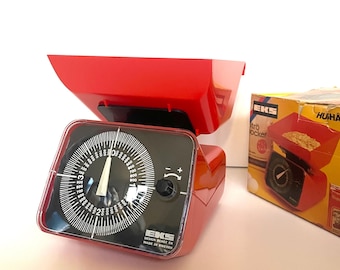 Vintage Red EKS Kitchen Scale No. 24, Scandinavian Design, with Original Box