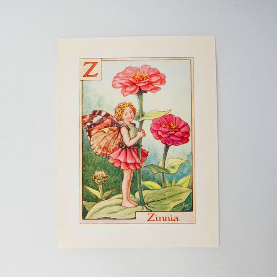 Original Flower Fairy Alphabet Letter Z, Zinnia, Cicley Mary Barker Flower  Fairies, Vintage Monogram Print, 1940s, Nursery Decor - Etsy