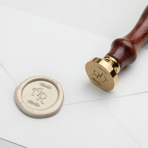 Swirl Wedding Wax Stamp With Initials, Envelope Wax Seal (Design 15) 25mm Solid Brass Wax Seal With Wooden Handle, Quick Dispatch