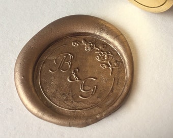 Wedding Wreath Wax Stamp, Wax Letter Seal, Floral Design Wax Seal, 25mm Brass Head, Initial Wax Seal (Design 22)