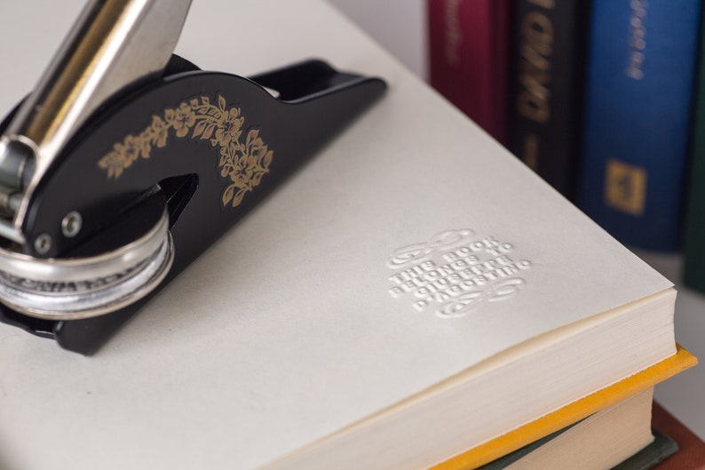 Black & Gold Handheld Book Embosser Ex Libris Monogram Stamp Etsy