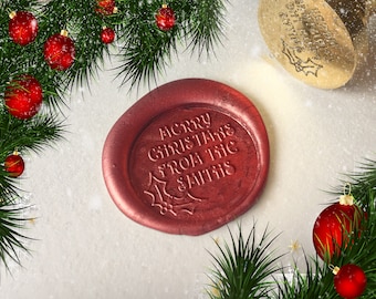 Christmas themed wax seal impression designs Merry Christmas. Santa Father Christmas Snowman Seasons Greeting. Rudolph Reindeer letter seal