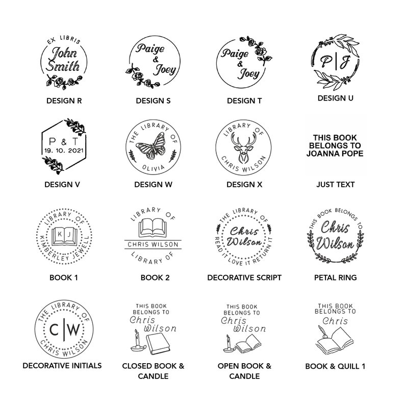 Black & Gold Handheld Book Embosser Ex Libris Monogram Stamp Etsy