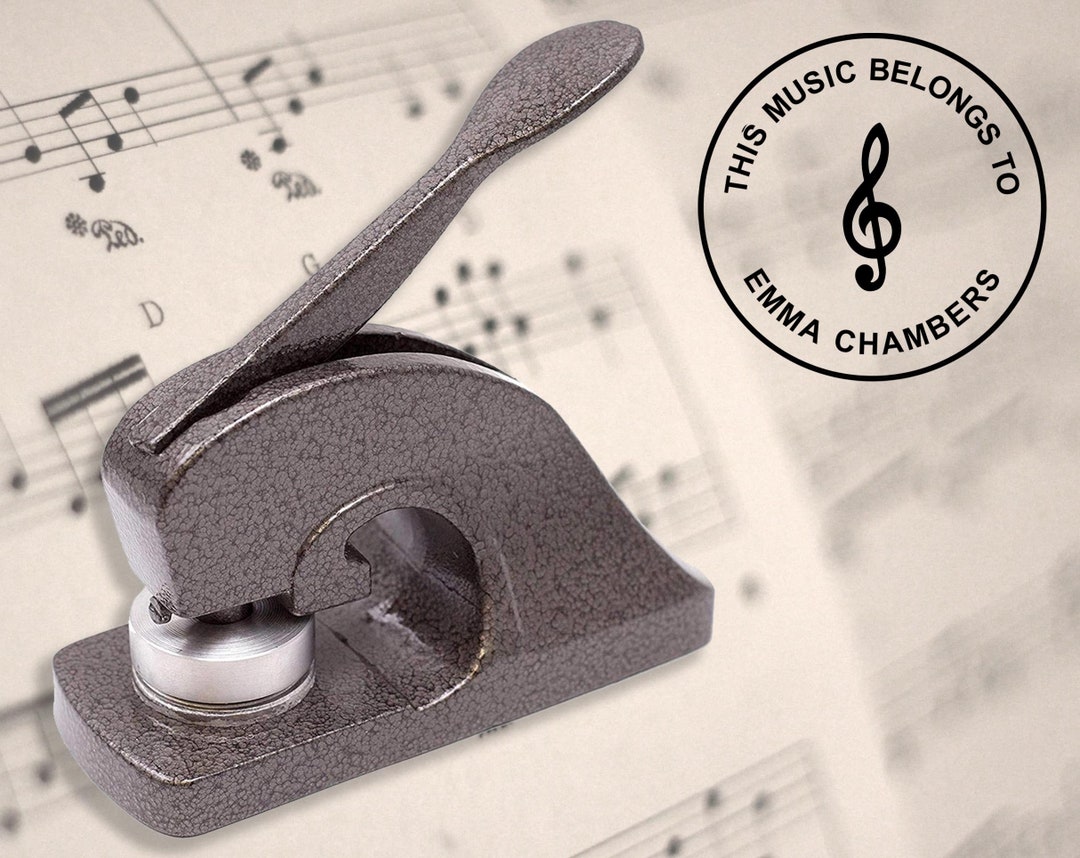 Silver Sheet Music Embossing Stamp, Treble Clef Musical Note Logo ...
