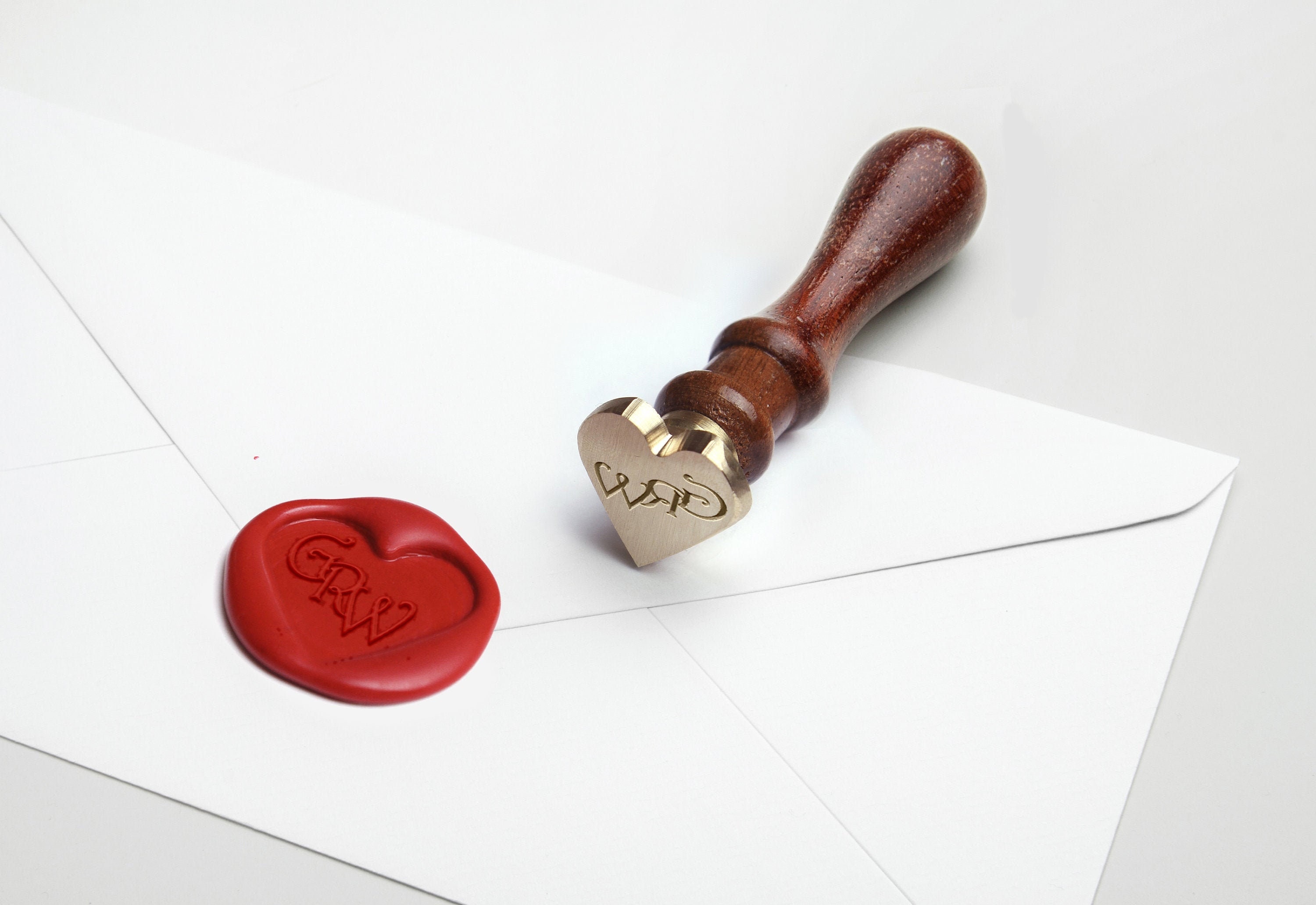 Custom Heart Wax Letter Seal design 32 Initials and Date Sealing Wax Stamp,  Solid Brass UK Made -  Israel