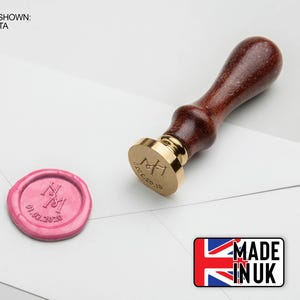 Hochzeitseinladung Umschlag Wachs Stempel, benutzerdefinierte Wachssiegel, Initialen Messing Siegel (Design 6) 25 mm massives Messing UK handgefertigt, schnelle Lieferung