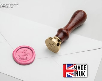 Wedding Invitation Wax Seal Stamp: Custom Initials, Handmade Brass (25mm Design 6)