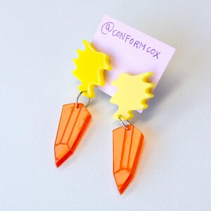 Earrings 'Pencils Scissors' - Potlood, schaar, pencil, scissors yellow orange pencil