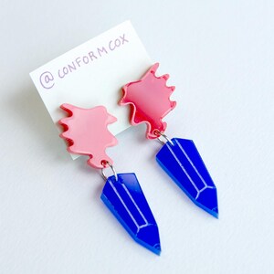 Earrings 'Pencils Scissors' - Potlood, schaar, pencil, scissors red darkblue pencil