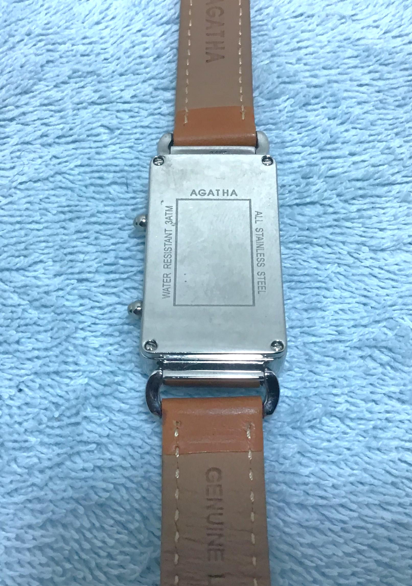 Agatha Paris Dual Time Watch Rectangular Case Two Dials  display picture 1