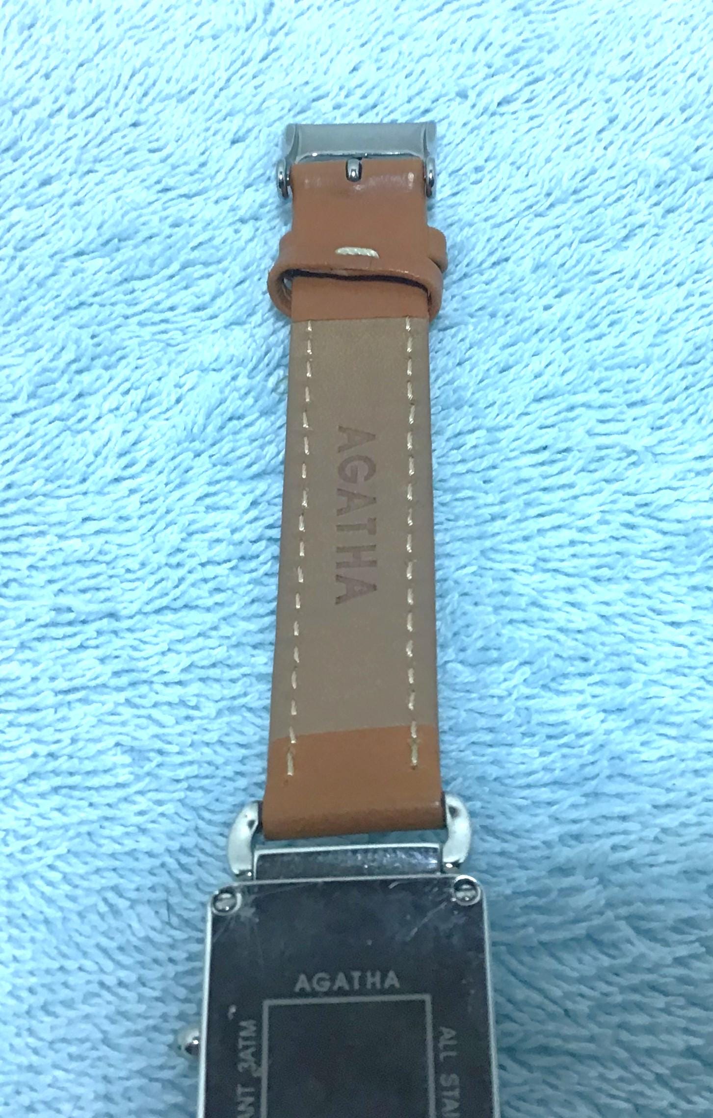 Agatha Paris Rectangular Silver Watch with Taupe Leather Strap SS2025 AGATHA PARIS CHARM LEATHER WATCH - wpequipmentugltd.com main image 4