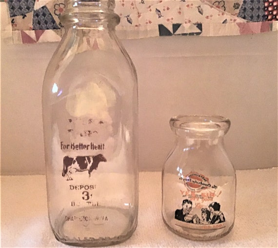 Blossom Dairy Milk Jar Quart and the Cambridge Dairy Co. Milk Etsy