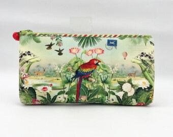 quality velvet pencil case with parrot and old tropical patterns, solid multi-purpose pencil case, Mother's Day gift, Amazon