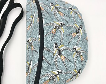 women's fanny pack, spring fanny pack, swallow fanny pack, light washable fanny pack, adjustable shoulder bag, handmade in France