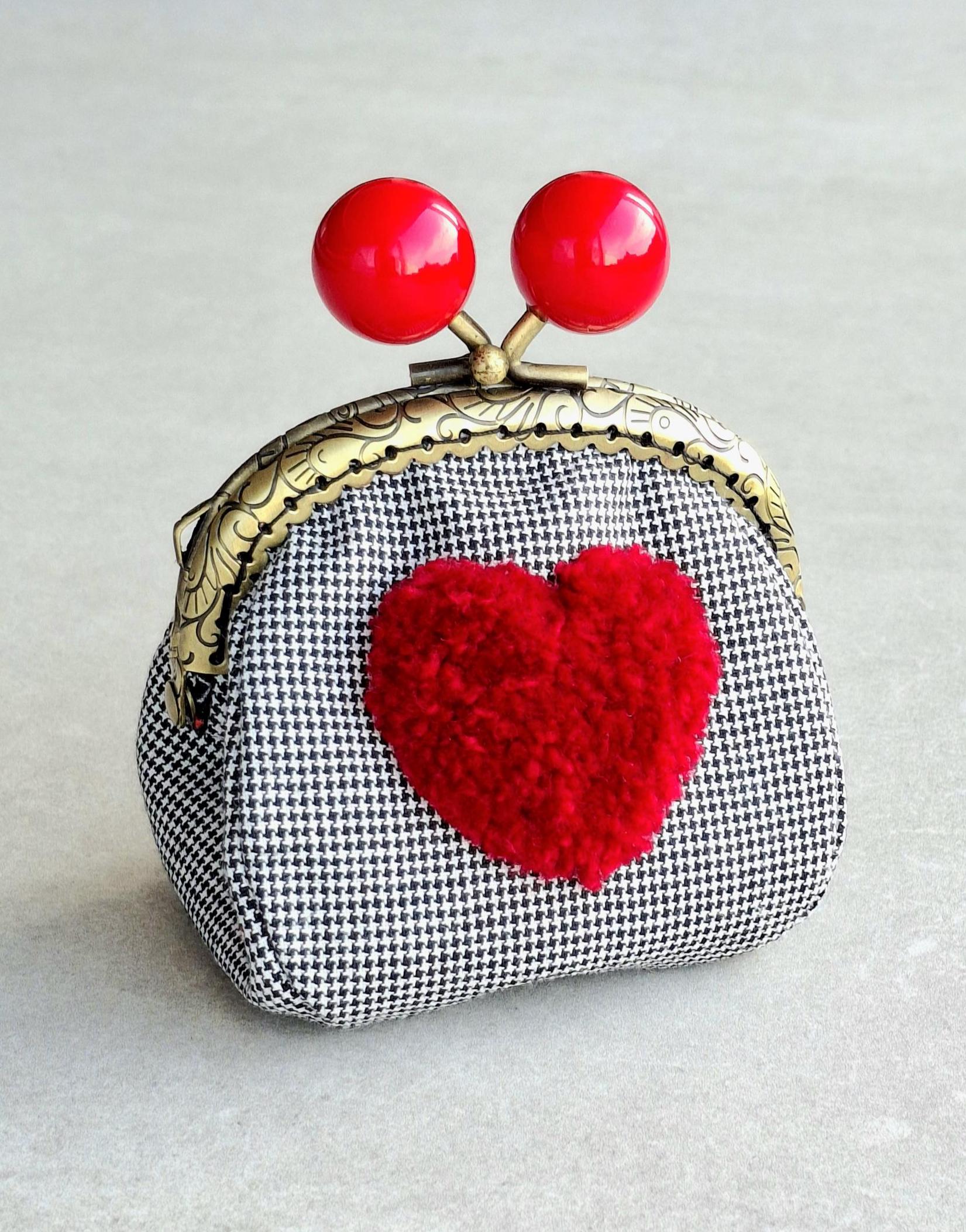 Porte Monnaie En Feutrine Personnalisable - Motif Hérisson & Cœur - Pochette Réutilisable Écologique - 3