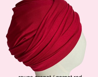 Turban drapé 10 couleurs disponibles jersey ultra-doux, gamme 2 sur 2 : rouges, roses, beiges, brique