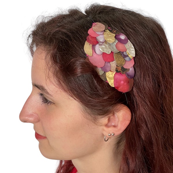 Bijou de tête à paillettes métallisés cousues, 3 couleurs disponibles