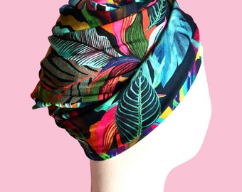 Chemo turban  in printed French jersey oekotex soft and comfortable