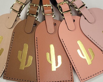 Cactus - Luggage Tag - Gifts - Traveler - Wedding - Birthday & More! Compass Adventure Awaits Made in the USA! @CurrysLeather