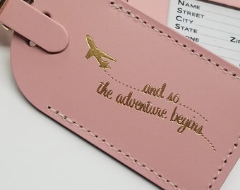 Adventure Begins Leather Luggage Tag - Traveler Gift, USA Made @CurrysLeather