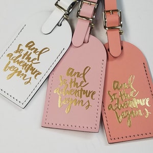 and so the adventure begins Luggage Tag Gifts - Traveler - Wedding - Birthday & More! Made in the USA