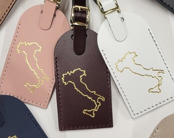 outline of Map of Italy Luggage Tag Gifts - Traveler - Wedding - Birthday - Baby Shower & More! Made in USA! CurrysLeather
