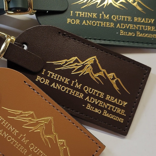 Bilbo Baggins, JRR Tolkien, Luggage Tag: Mountain Adventure Travel Gift USA Made @CurrysLeather