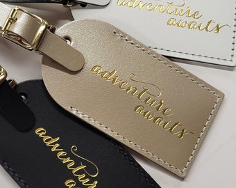 adventure awaits Luggage Tag Gifts - Traveler - Wedding - Birthday & More! Handmade in MA, USA @CurrysLeather