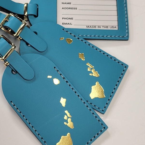 State of Hawaii - Hawaiian Islands Luggage Tag Gifts - Traveler - Wedding - Birthday & More! Handmade in MA, USA @CurrysLeather