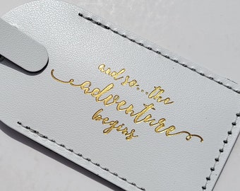 and so the adventure begins Luggage Tag Gifts - Traveler - Wedding - Birthday & More! Made in the USA