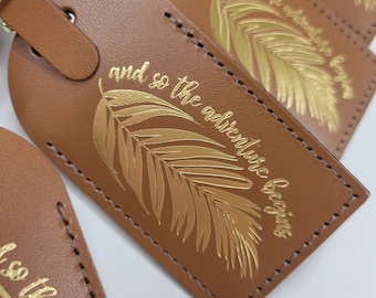 Palm Leaf And so the adventure begins - Luggage Tag - Gifts - Traveler - Wedding - Birthday & More! Made in the USA! @CurrysLeather