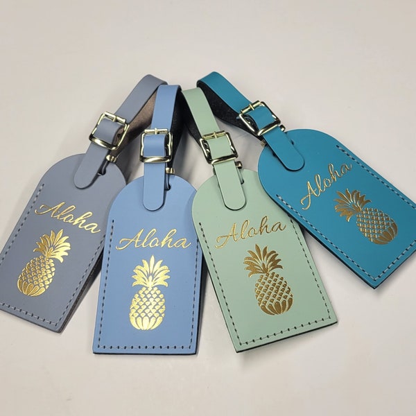 Aloha Pineapple Luggage Tag Gifts - Traveler - Wedding - Shower - Birthday & More! Hawaii, Made in Massachusetts!