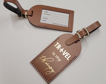 NEW*** TRAVEL is my Therapy Luggage Tag Gifts - Traveler - Wedding - Birthday - Baby Shower & More! @CurrysLeather