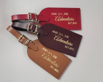 And so the adventure begins Luggage Tag Gifts - Traveler - Wedding - Birthday & More! Made in Massachusetts!