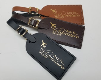 Adventure Begins in Style Luggage Tag - Travel Gift, USA Made @CurrysLeather