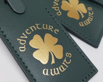 Adventure Awaits with Shamrock Luggage Tag Gifts - Traveler - Wedding - Birthday - Baby Shower & More! @CurrysLeather