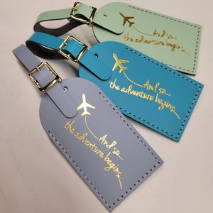 And so the adventure begins Luggage Tag Gifts Traveler Wedding Birthday & More Made in the USA image 2