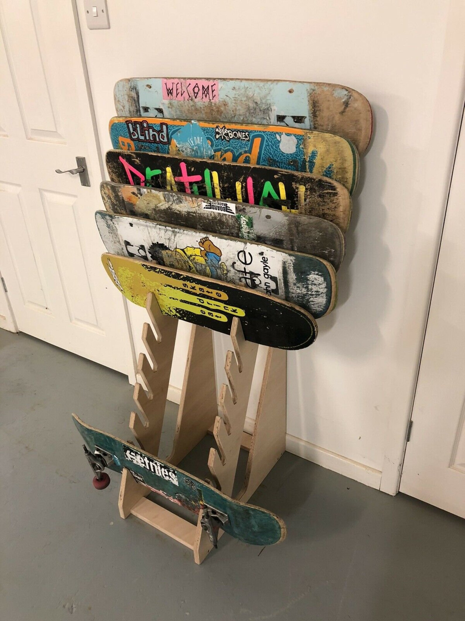 Free Standing Skateboard Rack Hold 12 Decks 6 Completes Etsy