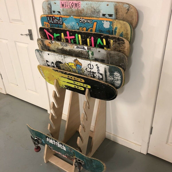 Free Standing Skateboard Rack - Hold 12 Decks (6 Completes)