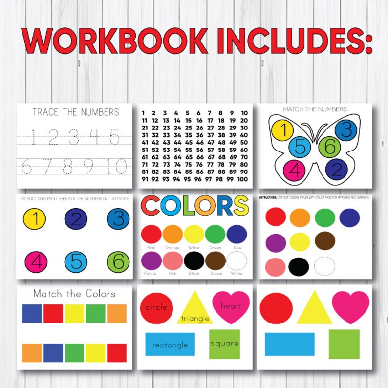 TODDLER LEARNING WORKBOOK 84 page Printable Pdf Bundle | Etsy