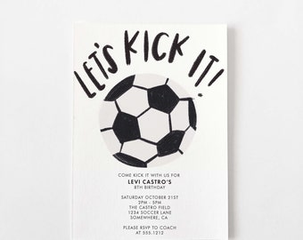 SOCCER PARTY Invitations -  Soccer Theme - Black and White