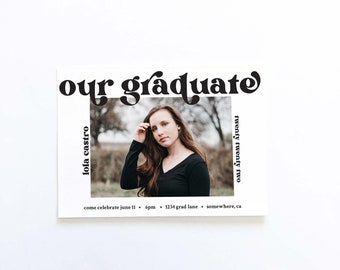 GRAD ANNOUNCEMENT - Graduation Party - Announcement - Invitation -Photo Card - School Colors - Multiple Styles