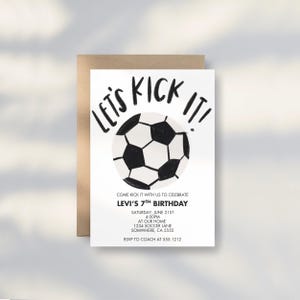 Soccer Birthday Party Invitations: Black and White Theme (Digital Download)