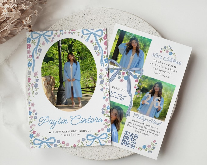 Featured listing image: FLORAL GRAD ANNOUNCEMENT (Digital Invitation)