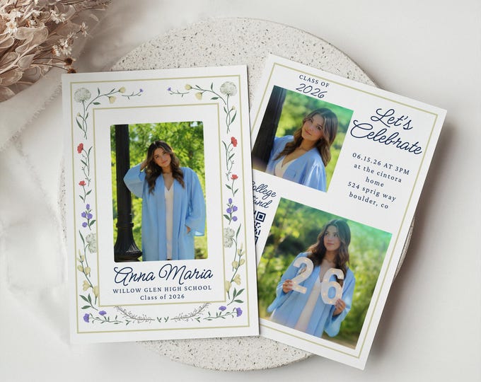 Featured listing image: FLORAL GRAD ANNOUNCEMENT (Digital Invitation)