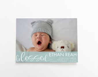 BABY PHOTO ANNOUNCEMENTS - Birth Announcement - Invitation - Photo Card - Multiple Color Choices - Digital Photo Card