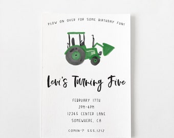 SET DE CUMPLEAÑOS PARA NIÑOS - Tema del tractor - Inspirado en John Deere - Conjunto imprimible digital - Granja