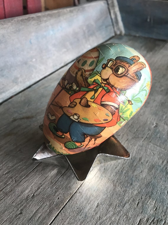 Western Germany Paper Mache Easter Egg Candy Container Etsy