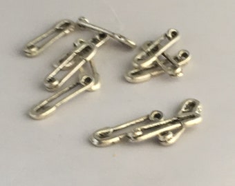 10pieces silver safety pin charm