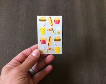 Fast Food Stickers -- Mrs. Grossman's Rare 90's Junk food, Hamburger, Hot Dog, Soda, Pizza, Ice Cream, Fries Stickers